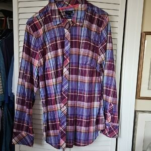 Plaid blouse with fun metallic thread